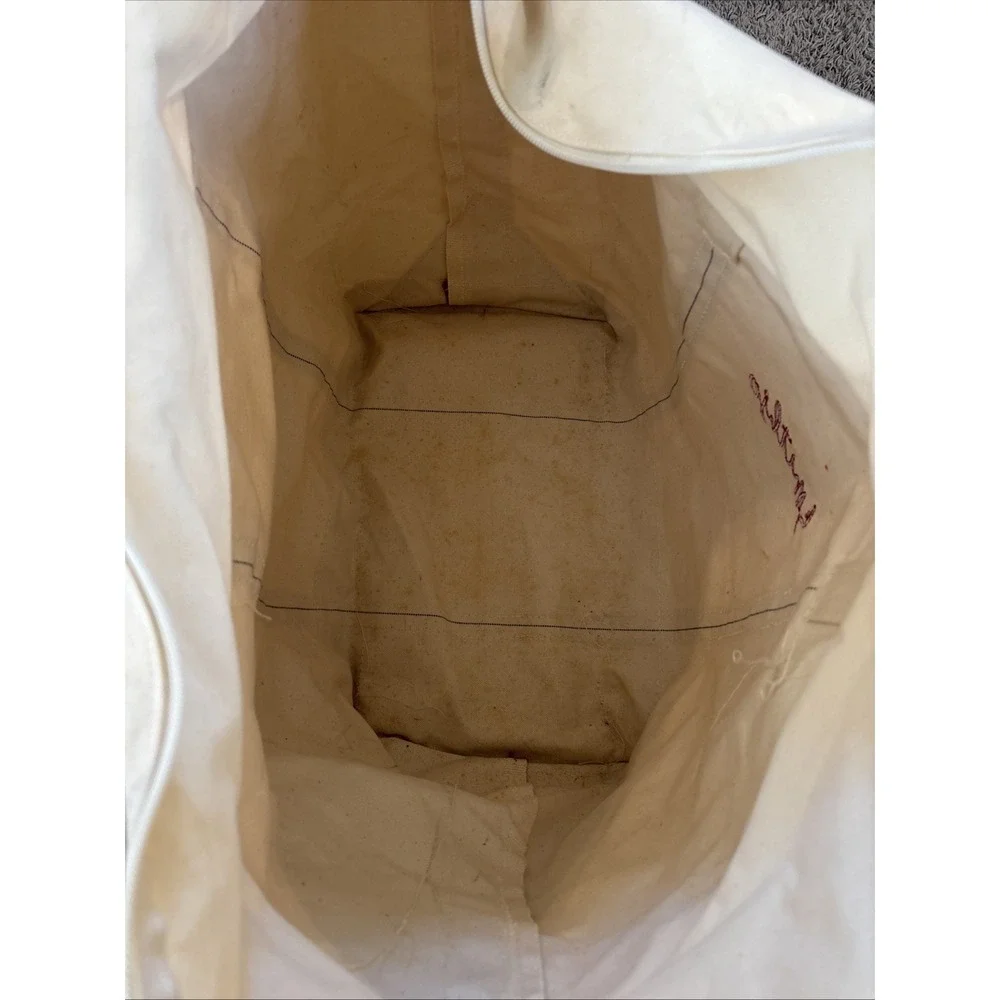 Vintage LL Bean Boat And Tote XL Jumbo Zip Top Bag Canvas Red Trim 1980s 1990s